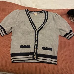 Hem & Thread Gray Cardigan with Black Trim